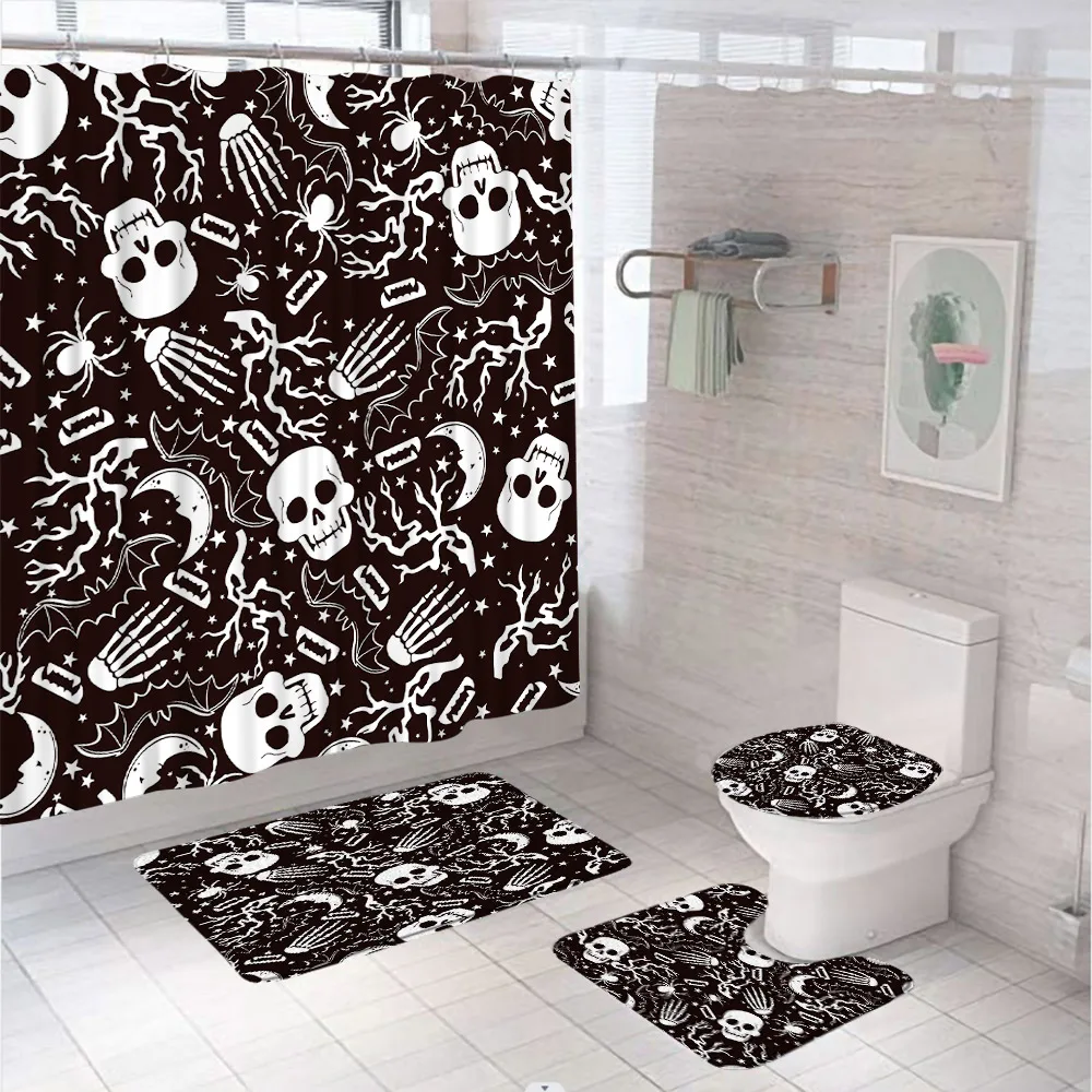 4Pc Cute Halloween Shower Curt - Spa Wellness Locations review and price