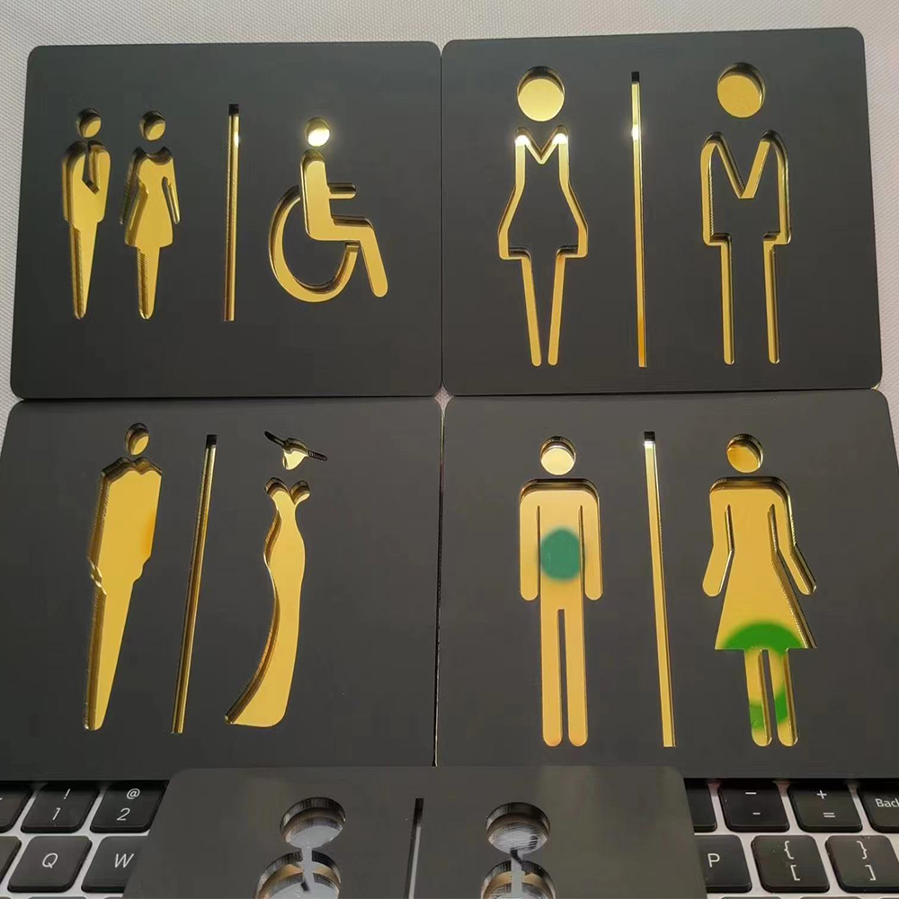 Matte Black Gold Toilet Sign P - Spa Wellness Locations review and price