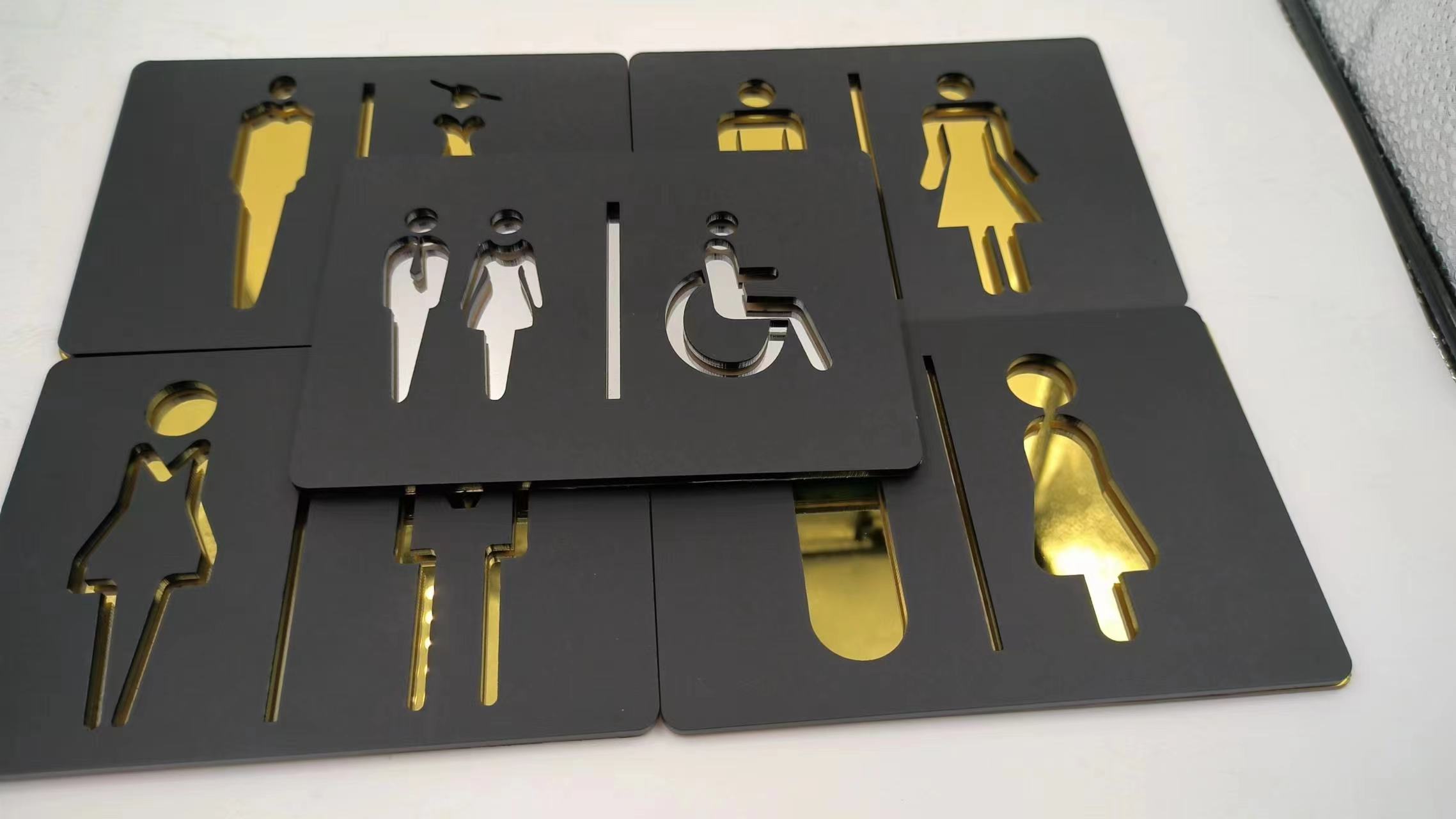 Matte Black Gold Toilet Sign P - Spa Wellness Locations review and price