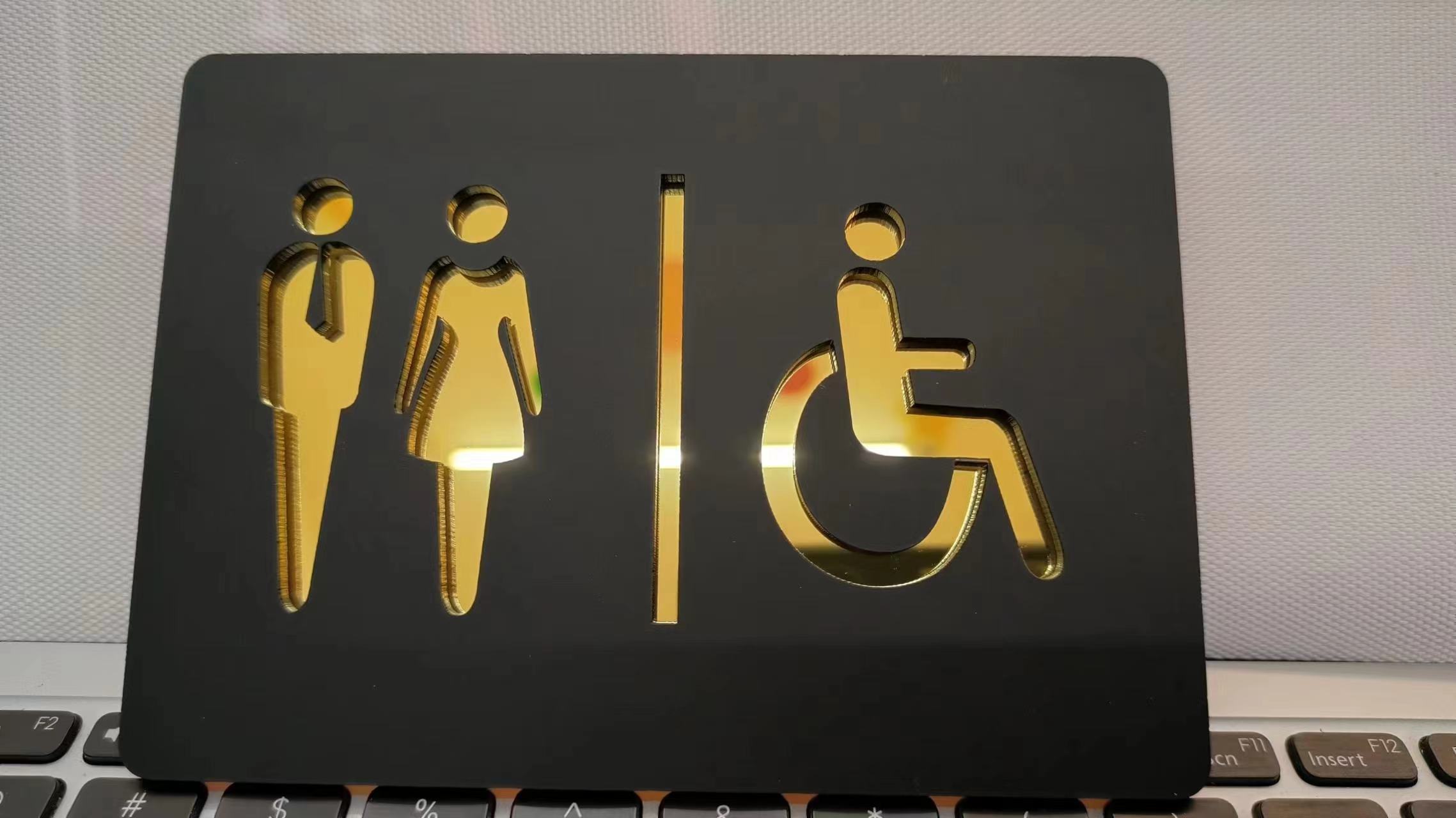 Matte Black Gold Toilet Sign P - Spa Wellness Locations review and price